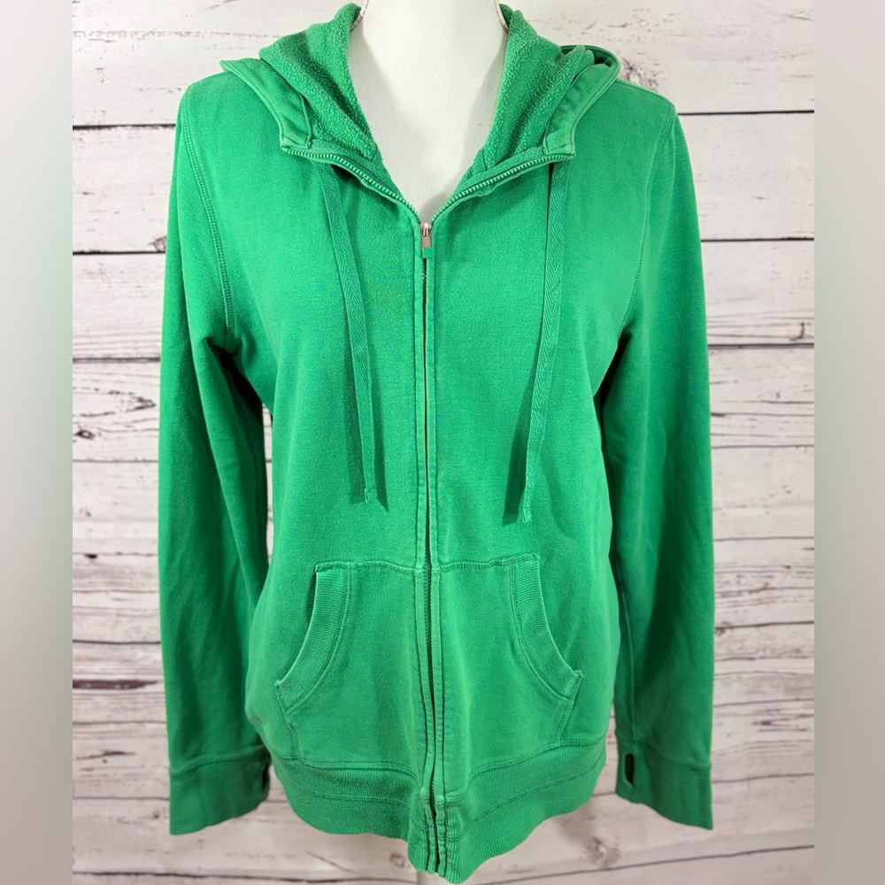 Gap Women’s Green Zip Up Hoodie with Thumb Holes in Size Large GUC